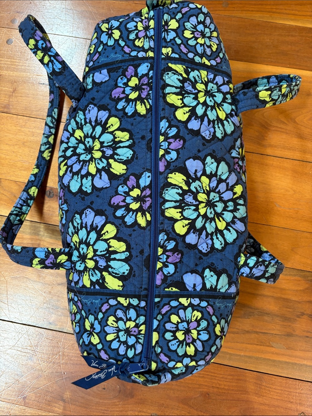 Vera Bradley Navy Quilted Floral Duffel Weekender Bag - Picture 2 of 13